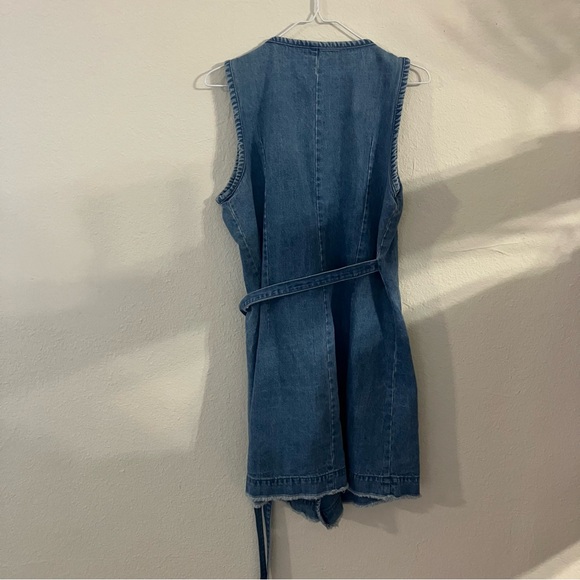 Mod Ref Blue Denim Izzy Dress Wrap Tie Cinch Waist Size: L - Picture 4 of 5